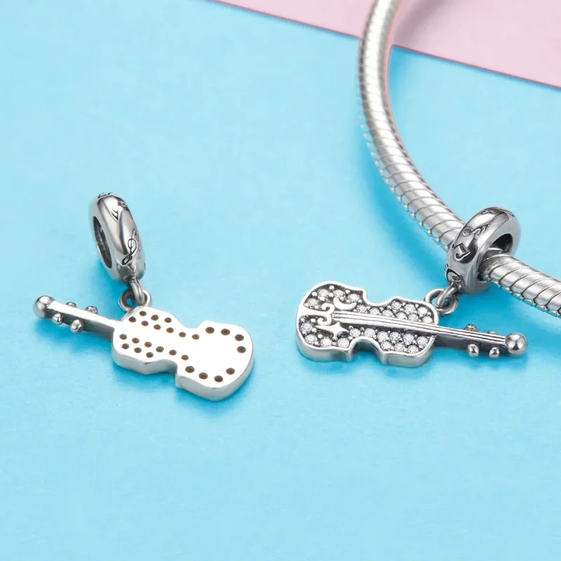 (imagine pentru) Talisman pandantiv Tip Pandora cu Pavé Vioara din argint - SCC1078 - Vizualizare 3