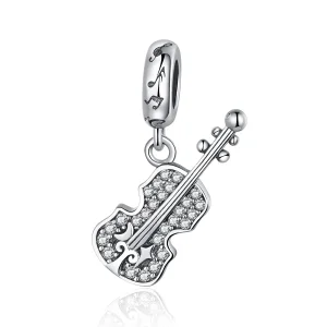 (imagine pentru) Talisman pandantiv Tip Pandora cu Pavé Vioara din argint - SCC1078