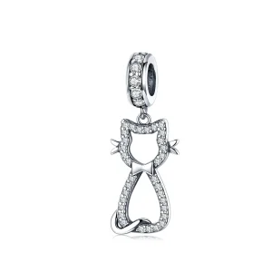 (imagine pentru) Talisman pandantiv Tip Pandora cu Pisica draguta din argint - SCC1162