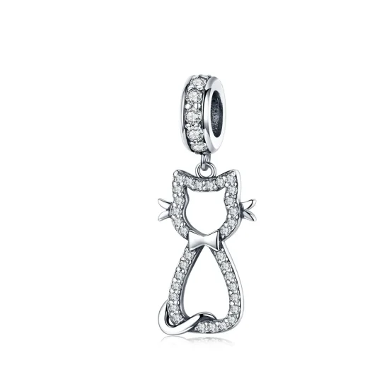 (imagine pentru) Talisman pandantiv Tip Pandora cu Pisica draguta din argint - SCC1162