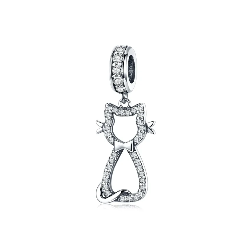 (imagine pentru) Talisman pandantiv Tip Pandora cu Pisica draguta din argint - SCC1162