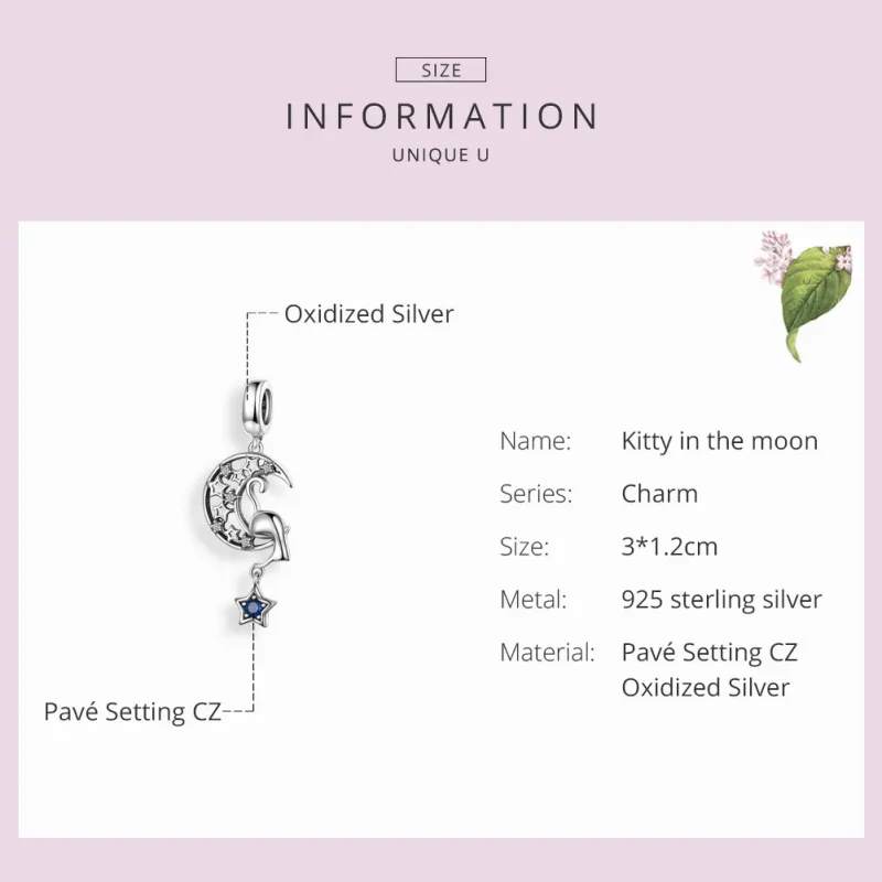 (imagine pentru) Talisman pandantiv Tip Pandora cu Pisicuță în lună din argint - SCC1205 - Vizualizare 3