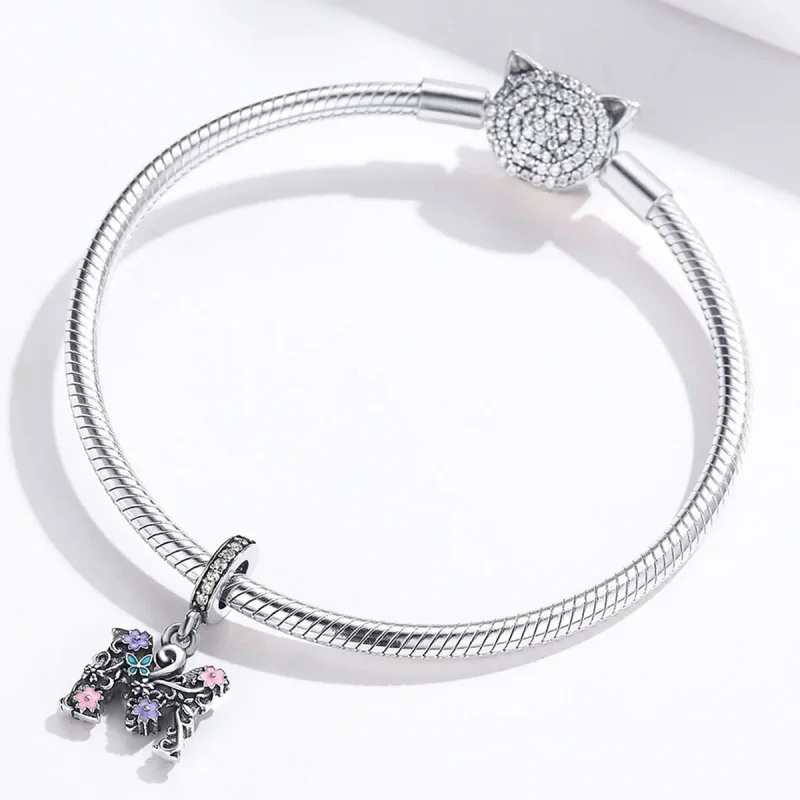 (imagine pentru) Talisman pandantiv Tip Pandora cu Scrisoarea de flori M din argint - SCC1274 - Vizualizare 4