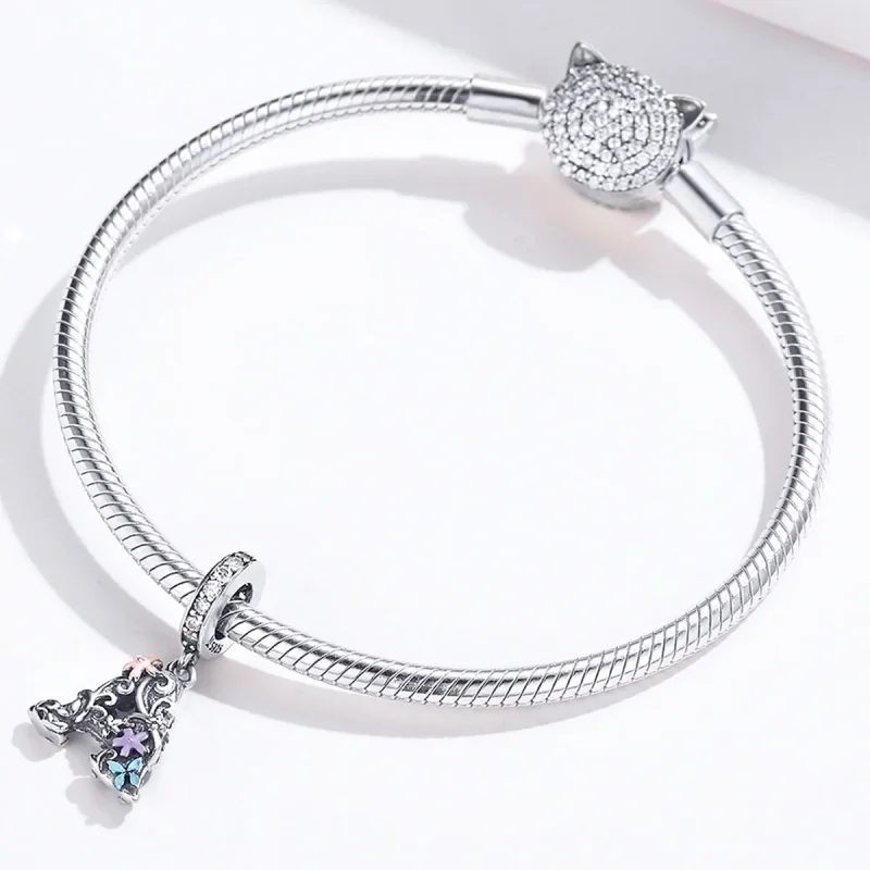 (imagine pentru) Talisman pandantiv Tip Pandora cu Scrisoarea Floare A din argint - SCC1273 - Vizualizare 4