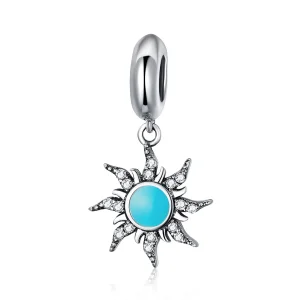 (imagine pentru) Talisman pandantiv Tip Pandora cu Soarele albastru din argint - SCC1068