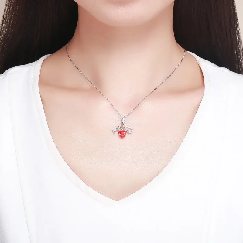 (imagine pentru) Talisman pandantiv Tip Pandora cu Te iubesc din argint - SCC1055 - Vizualizare 5