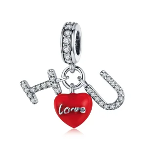 Talisman pandantiv Tip Pandora cu Te iubesc din argint - SCC1055 (imagine pentru) Talisman pandantiv Tip Pandora cu Te iubesc din argint - SCC1055