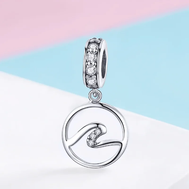 (imagine pentru) Talisman pandantiv Tip Pandora cu Valuri din argint - SCC1031 - Vizualizare 2