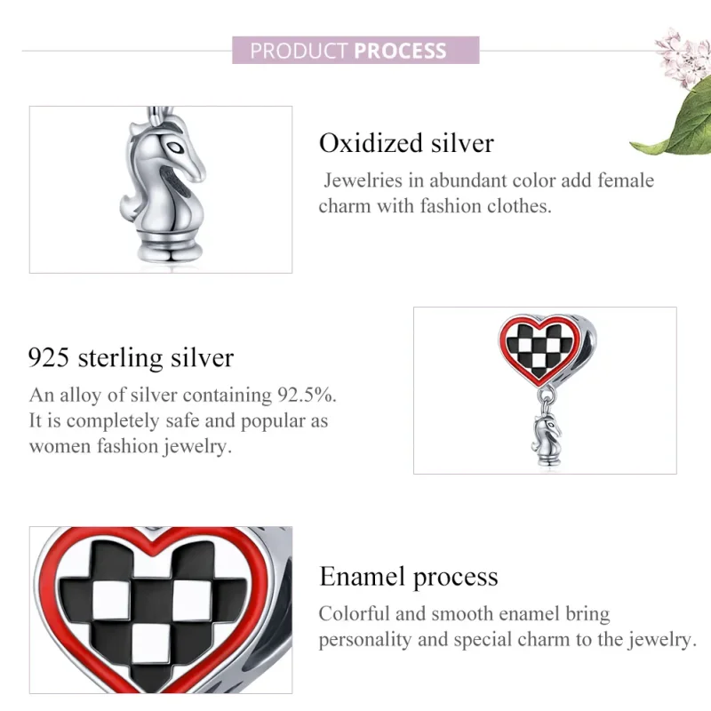 (imagine pentru) Talisman Tip Pandora Șahul dragostei din argint - SCC1833 - Vizualizare 8