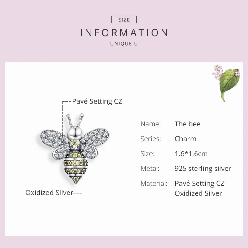 (imagine pentru) Talisman Tip Pandora Albine din argint - SCC1194 - Vizualizare 3