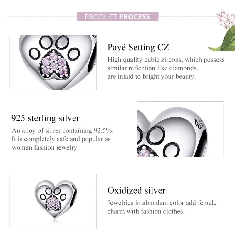 (imagine pentru) Talisman Tip Pandora Amprente pentru animale de companie din argint - BSC209 - Vizualizare 6