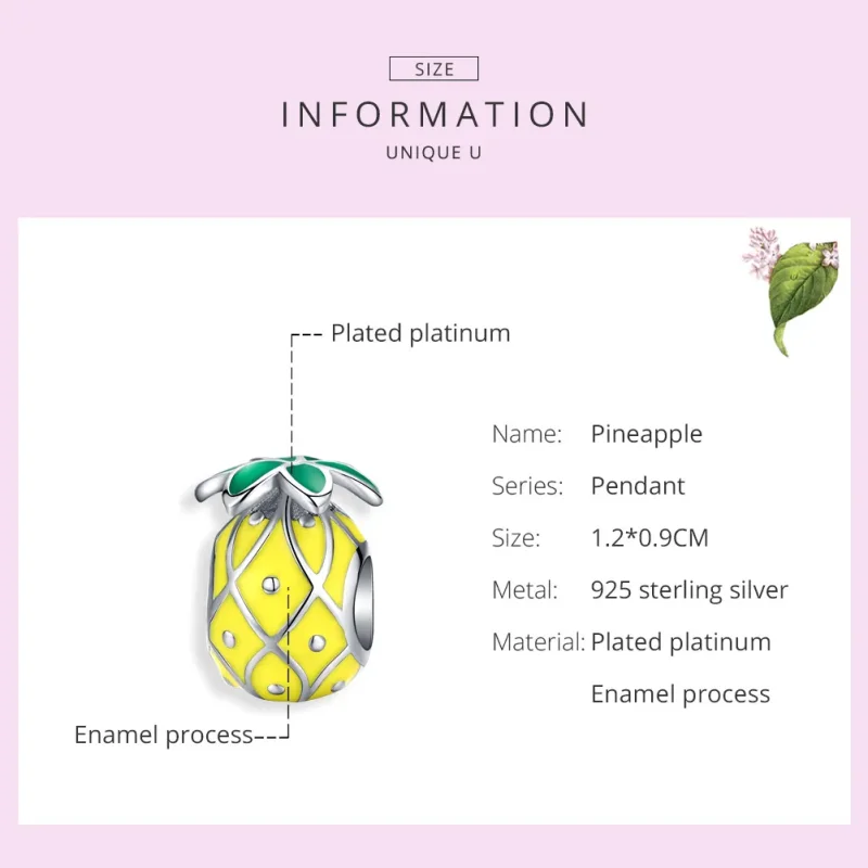 (imagine pentru) Talisman Tip Pandora Ananas din argint - BSC128 - Vizualizare 6