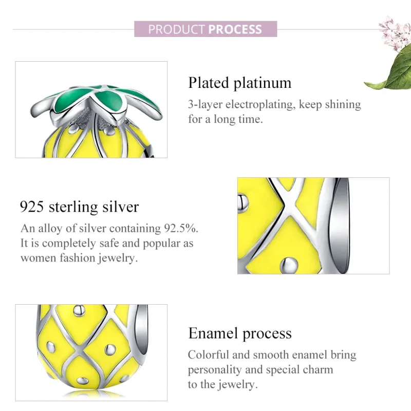 (imagine pentru) Talisman Tip Pandora Ananas din argint - BSC128 - Vizualizare 7