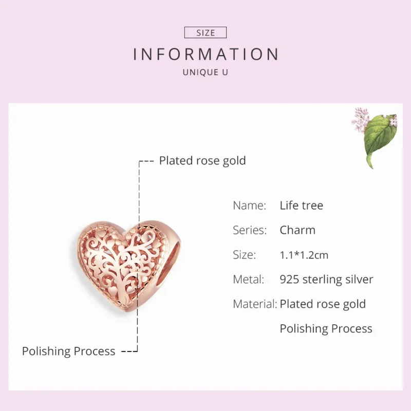 (imagine pentru) Talisman Tip Pandora Arborele genealogic al trandafirilor din aur rose - BSC215 - Vizualizare 7