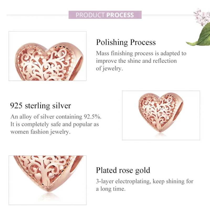 (imagine pentru) Talisman Tip Pandora Arborele genealogic al trandafirilor din aur rose - BSC215 - Vizualizare 8