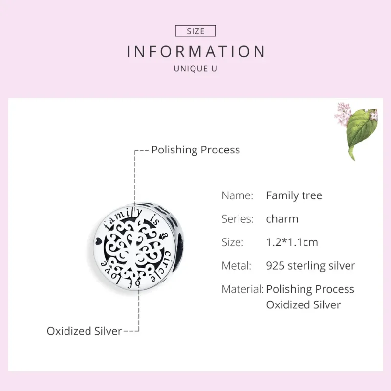 (imagine pentru) Talisman Tip Pandora Arborele genealogic spumant din argint - SCC1324 - Vizualizare 7