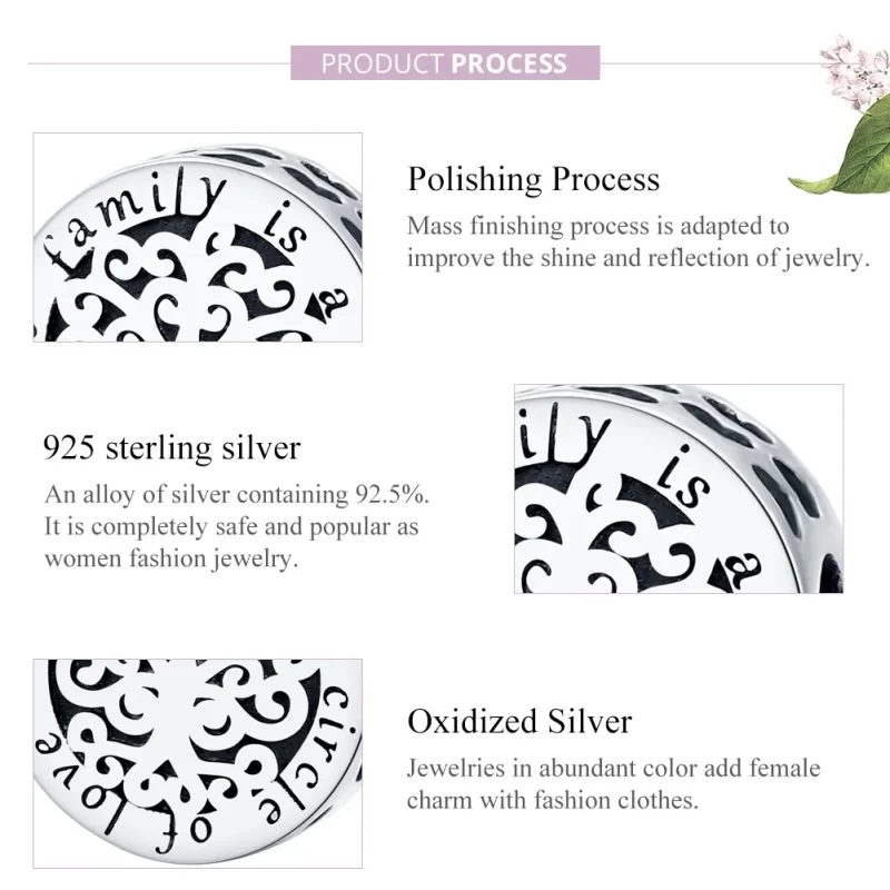 (imagine pentru) Talisman Tip Pandora Arborele genealogic spumant din argint - SCC1324 - Vizualizare 8