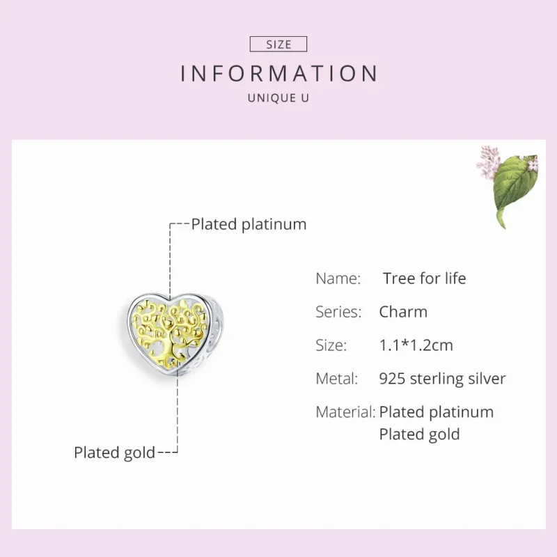 (imagine pentru) Talisman Tip Pandora Arborele vieții în două nuanțe - SCC1264 - Vizualizare 3