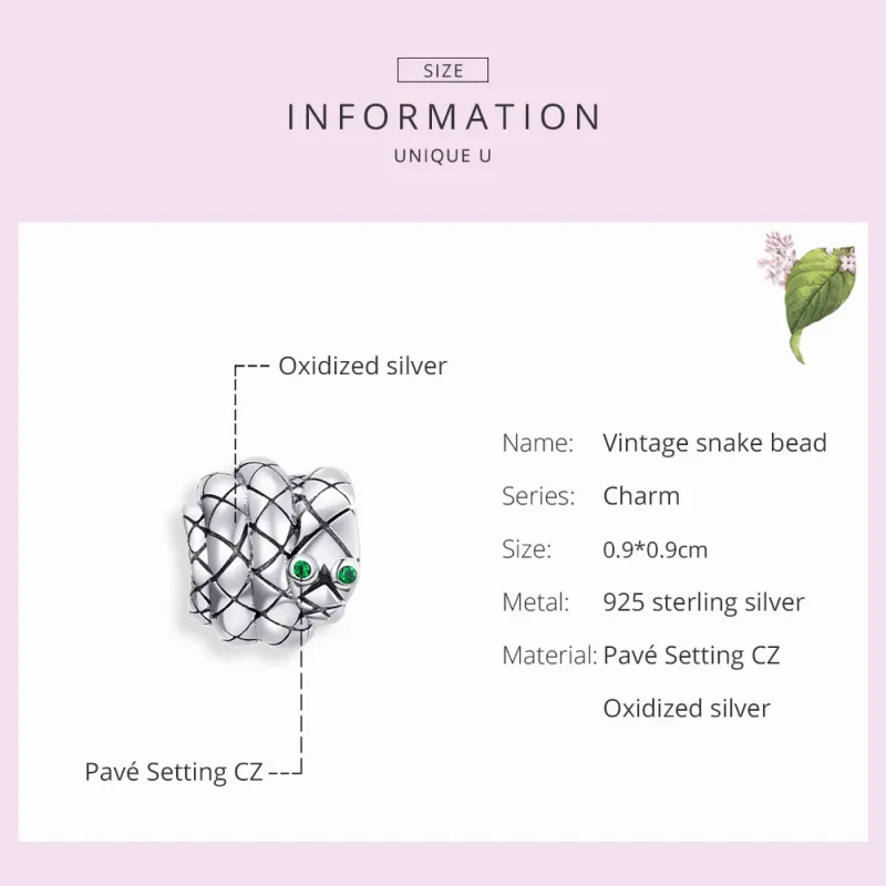 (imagine pentru) Talisman Tip Pandora Șarpe de epocă din argint - SCC1770 - Vizualizare 7