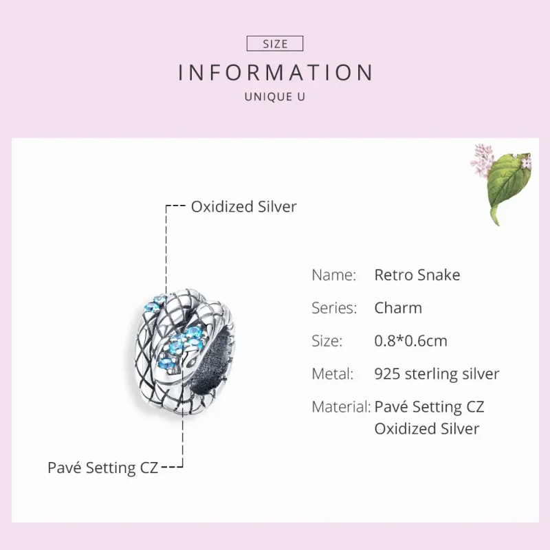 (imagine pentru) Talisman Tip Pandora Șarpe retro din argint - SCC1351 - Vizualizare 6