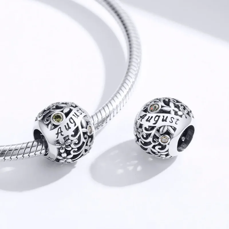 (imagine pentru) Talisman Tip Pandora August Peridot Birthstone din argint - SCC1385-8 - Vizualizare 3