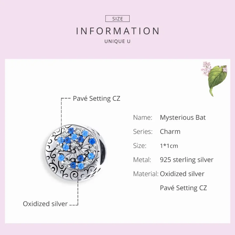 (imagine pentru) Talisman Tip Pandora Blue Stone Misterios Bat din argint - SCC1554 - Vizualizare 7