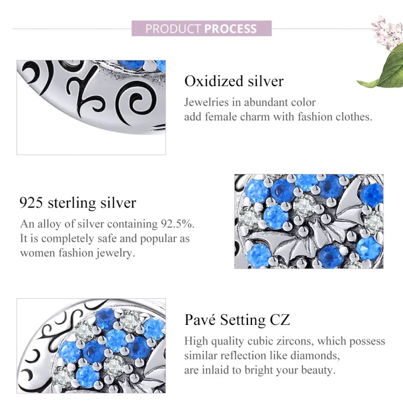 (imagine pentru) Talisman Tip Pandora Blue Stone Misterios Bat din argint - SCC1554 - Vizualizare 8