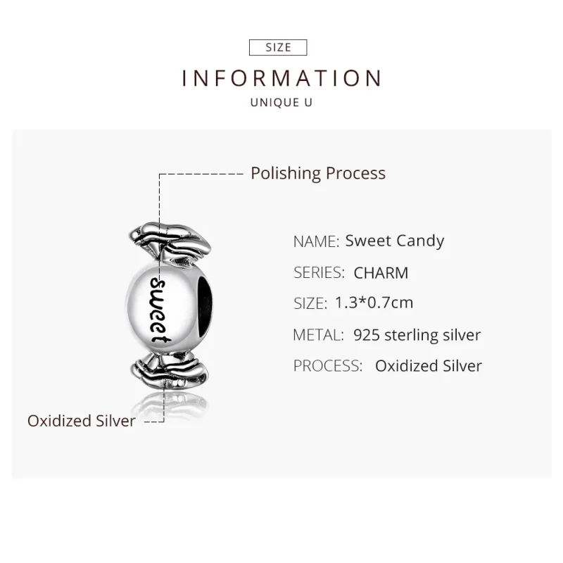 (imagine pentru) Talisman Tip Pandora Bomboane dulci din argint - BSC353 - Vizualizare 8