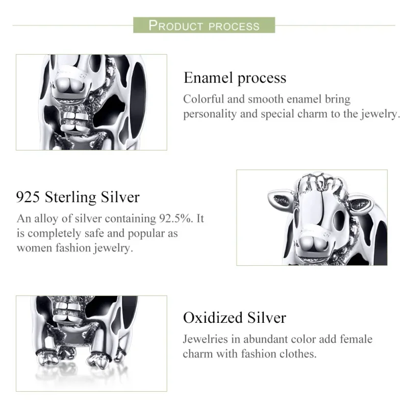 (imagine pentru) Talisman Tip Pandora Bovine drăguțe din argint - SCC1049 - Vizualizare 4
