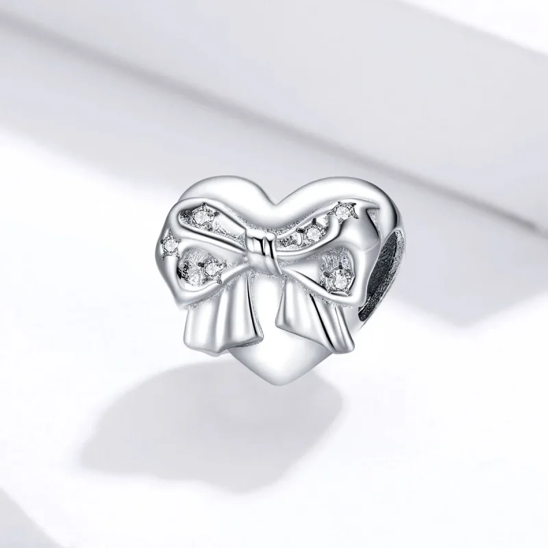 (imagine pentru) Talisman Tip Pandora Bow & Love Heart din argint - BSC381 - Vizualizare 2