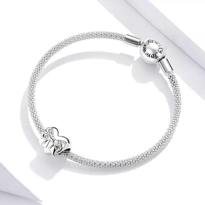 (imagine pentru) Talisman Tip Pandora Bow & Love Heart din argint - BSC381 - Vizualizare 3