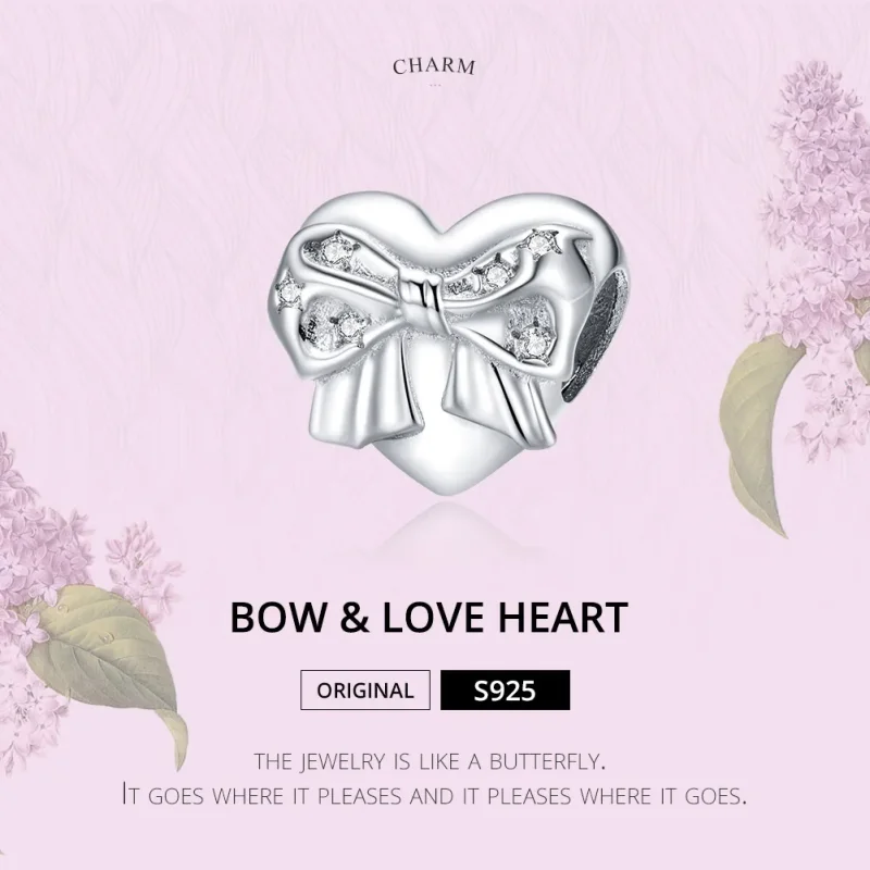 (imagine pentru) Talisman Tip Pandora Bow & Love Heart din argint - BSC381 - Vizualizare 6