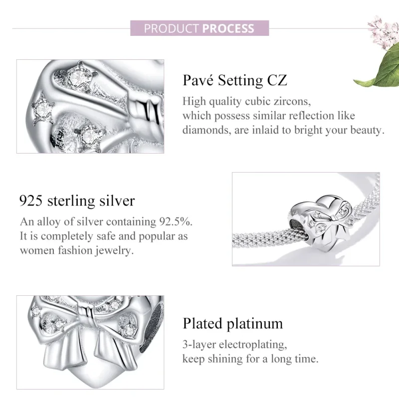 (imagine pentru) Talisman Tip Pandora Bow & Love Heart din argint - BSC381 - Vizualizare 8