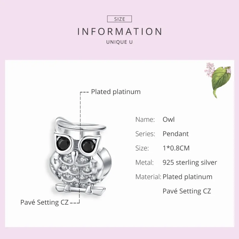 (imagine pentru) Talisman Tip Pandora Bufniţă din argint - BSC124 - Vizualizare 6