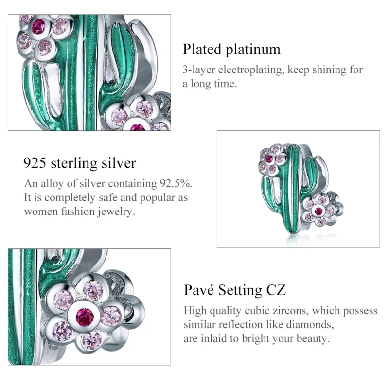 (imagine pentru) Talisman Tip Pandora Cactus din argint - BSC261 - Vizualizare 7