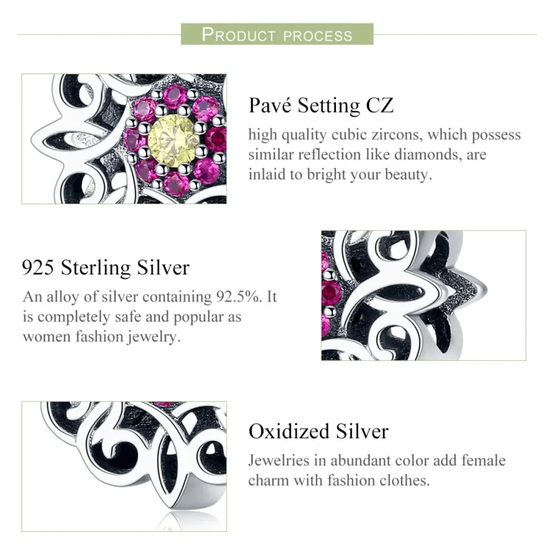 (imagine pentru) Talisman Tip Pandora Caleidoscop retro din argint - SCC1108 - Vizualizare 5