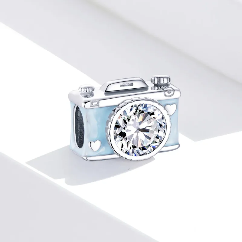 (imagine pentru) Talisman Tip Pandora Cameră albastră din argint - BSC264 - Vizualizare 2