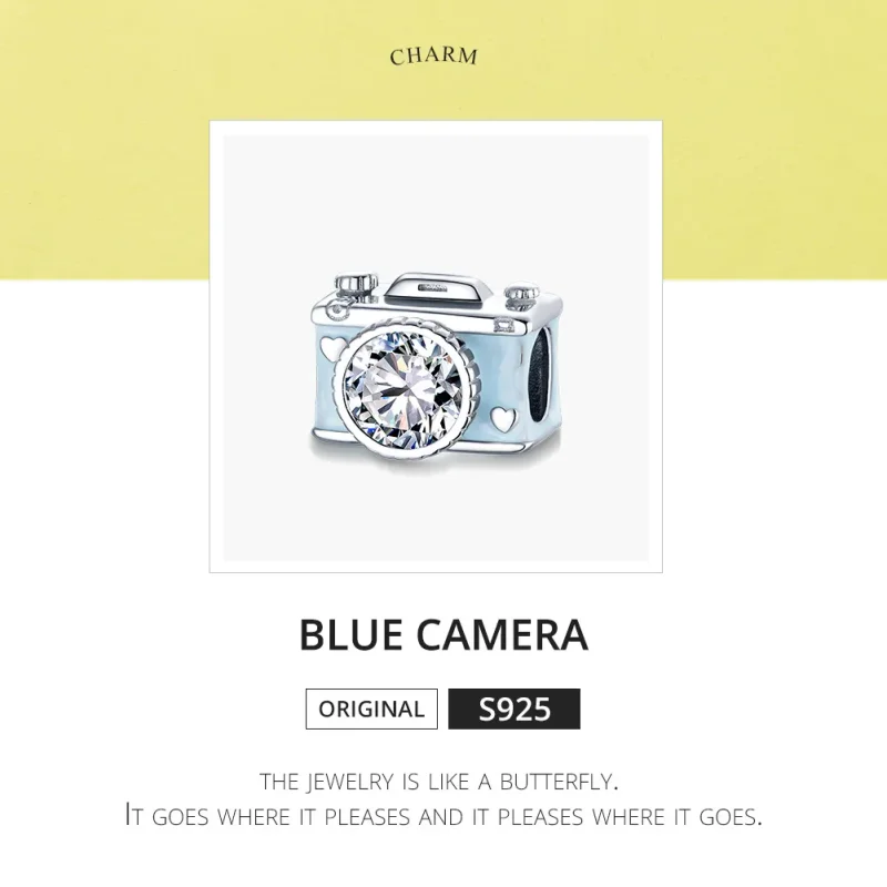 (imagine pentru) Talisman Tip Pandora Cameră albastră din argint - BSC264 - Vizualizare 6