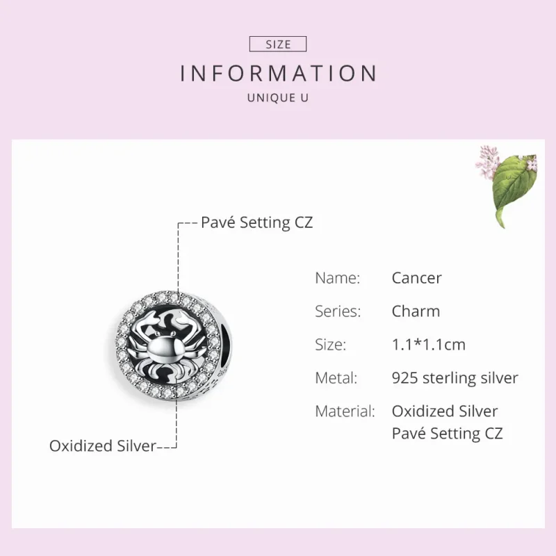 (imagine pentru) Talisman Tip Pandora Cancer din argint - SCC1213 - Vizualizare 3