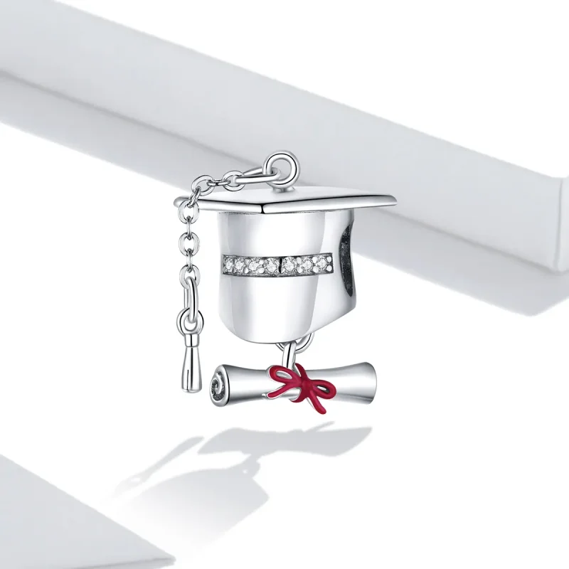 (imagine pentru) Talisman Tip Pandora Capac de absolvire a colegiului din argint - BSC357 - Vizualizare 2
