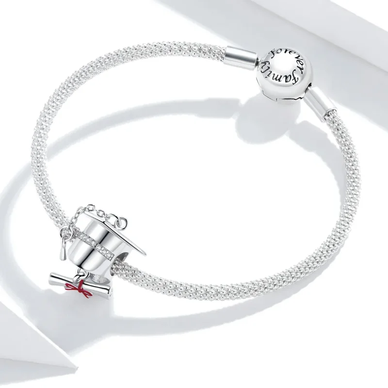 (imagine pentru) Talisman Tip Pandora Capac de absolvire a colegiului din argint - BSC357 - Vizualizare 3