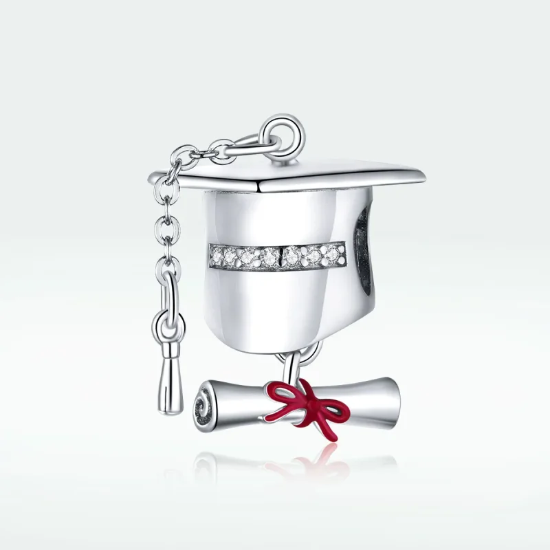 (imagine pentru) Talisman Tip Pandora Capac de absolvire a colegiului din argint - BSC357 - Vizualizare 5