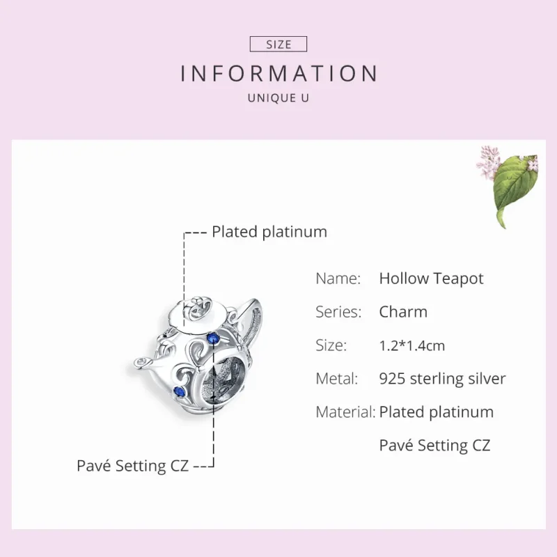 (imagine pentru) Talisman Tip Pandora Ceainic gol din argint - BSC274 - Vizualizare 7