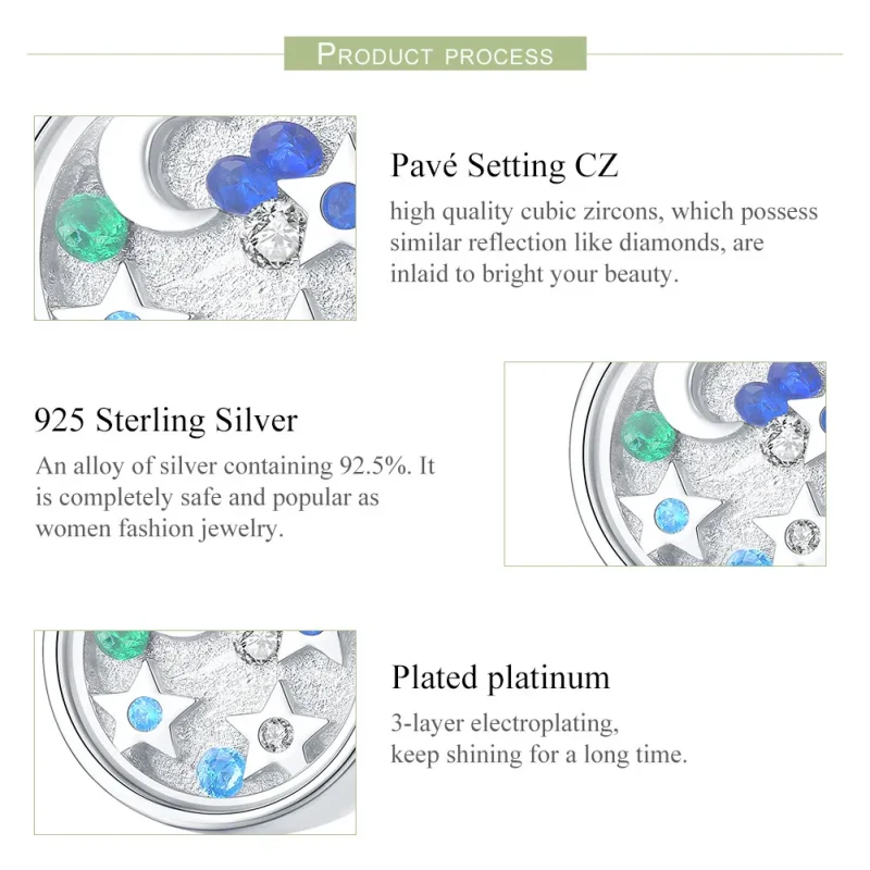 (imagine pentru) Talisman Tip Pandora Cer înstelat din argint - BSC042 - Vizualizare 7