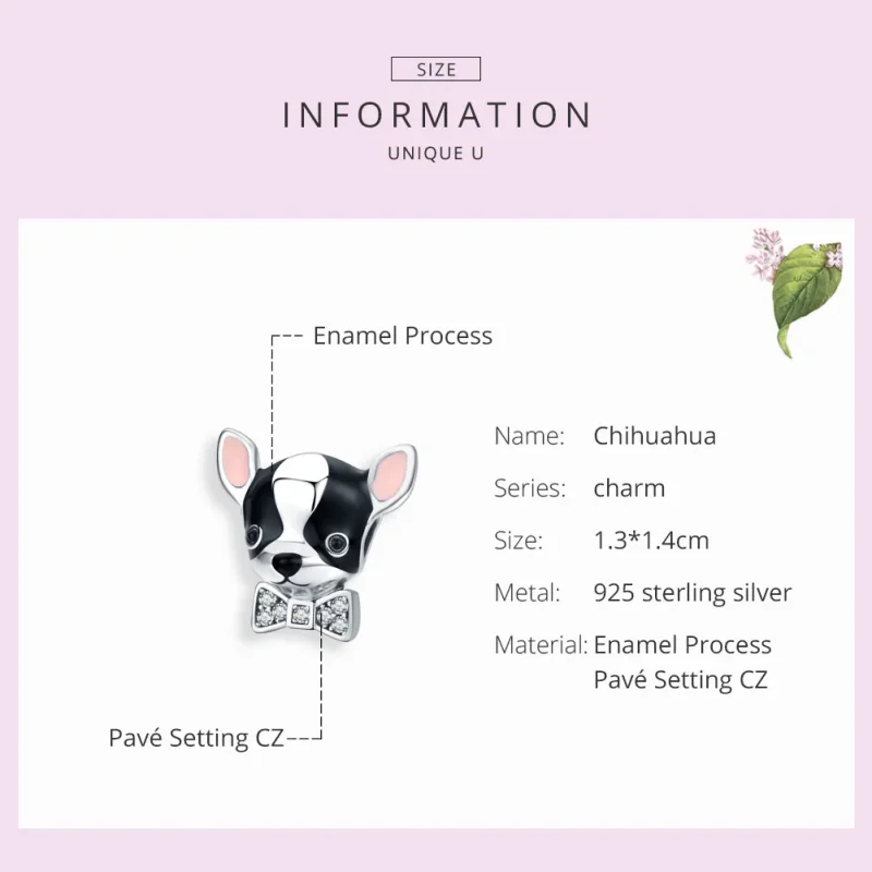 (imagine pentru) Talisman Tip Pandora Chihuahua din argint - SCC1310 - Vizualizare 3