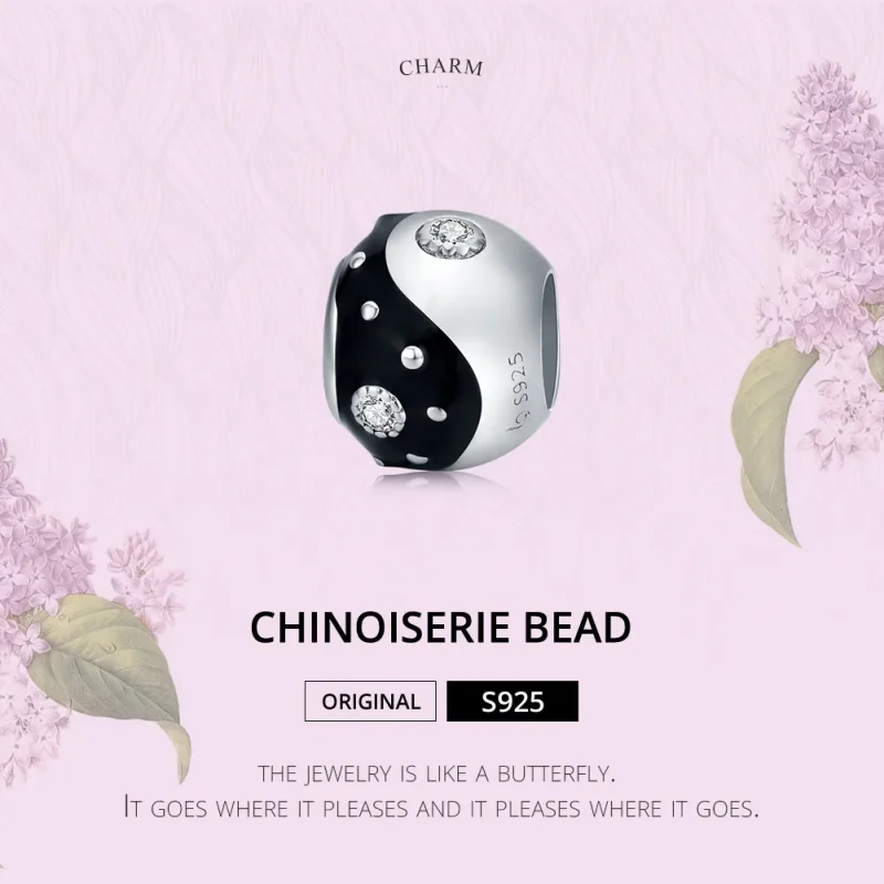 (imagine pentru) Talisman Tip Pandora Chinoiserie Yin Yang din argint - BSC192 - Vizualizare 6