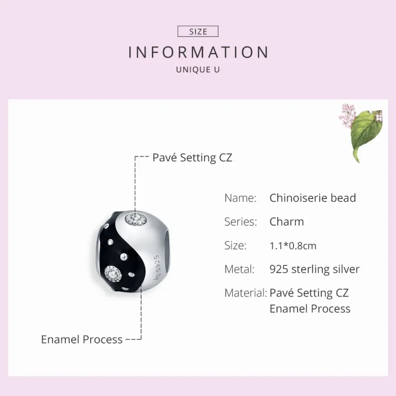 (imagine pentru) Talisman Tip Pandora Chinoiserie Yin Yang din argint - BSC192 - Vizualizare 7