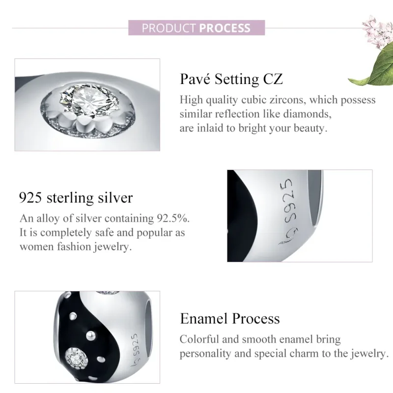 (imagine pentru) Talisman Tip Pandora Chinoiserie Yin Yang din argint - BSC192 - Vizualizare 8