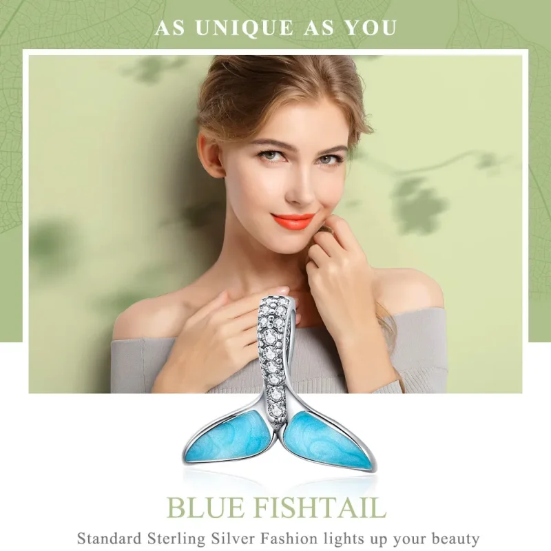 (imagine pentru) Talisman Tip Pandora Coadă de pește albastră din argint - SCC1067 - Vizualizare 2