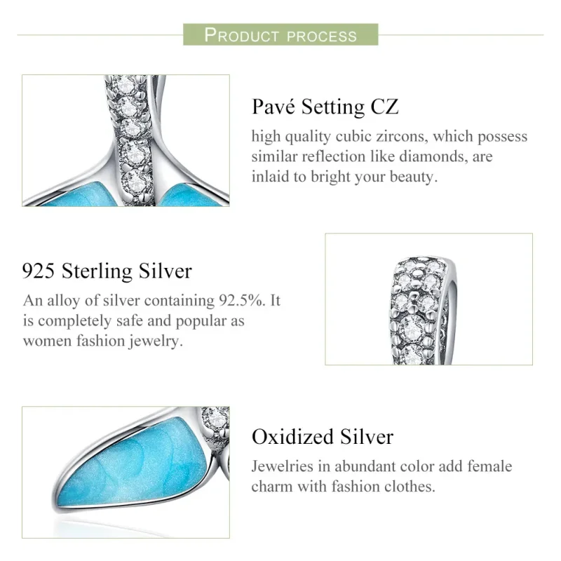 (imagine pentru) Talisman Tip Pandora Coadă de pește albastră din argint - SCC1067 - Vizualizare 5